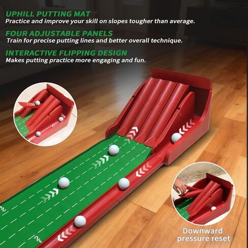 CRESTGOLF Precision Flip Putting Mat with Physical Feedback System – Engineer-Grade Composite, Automatic Ball Return, Expandable Ecosystem for Serious Practice 8 feet(Indoor Putting Green & Golf Game) in Kuwait