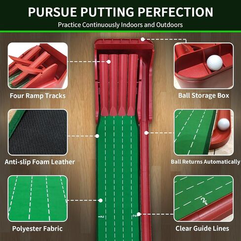 CRESTGOLF Precision Flip Putting Mat with Physical Feedback System – Engineer-Grade Composite, Automatic Ball Return, Expandable Ecosystem for Serious Practice 8 feet(Indoor Putting Green & Golf Game) in Kuwait