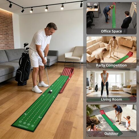 CRESTGOLF Precision Flip Putting Mat with Physical Feedback System – Engineer-Grade Composite, Automatic Ball Return, Expandable Ecosystem for Serious Practice 8 feet(Indoor Putting Green & Golf Game) in Kuwait