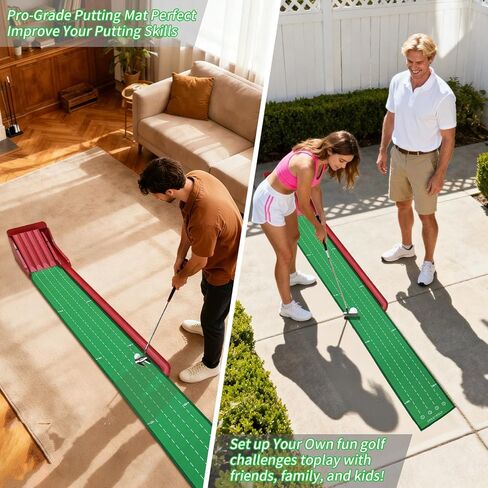CRESTGOLF Precision Flip Putting Mat with Physical Feedback System – Engineer-Grade Composite, Automatic Ball Return, Expandable Ecosystem for Serious Practice 8 feet(Indoor Putting Green & Golf Game) in Kuwait