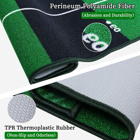 حصيرة الجولف الخضراء مقاس 10 أقدام × 20 بوصة، سجادة مساعدة للتدريب، سجادة وضع علامات المسافات المتعددة، سجادة وضع الجولف بظهر مضاد للانزلاق للأماكن الداخلية/الخارجية، سجادة ضرب لعشاق الجولف in Kuwait