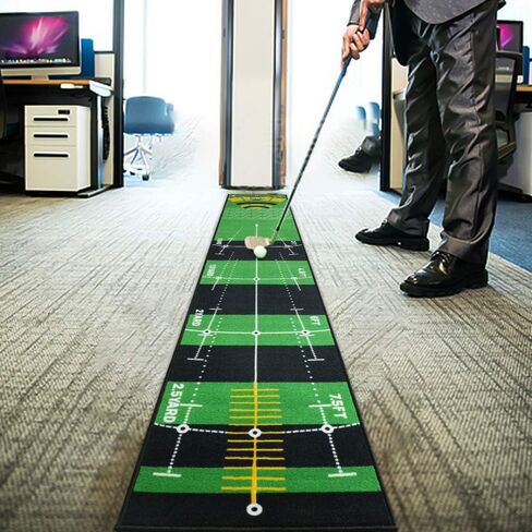 حصيرة الجولف الخضراء مقاس 10 أقدام × 20 بوصة، سجادة مساعدة للتدريب، سجادة وضع علامات المسافات المتعددة، سجادة وضع الجولف بظهر مضاد للانزلاق للأماكن الداخلية/الخارجية، سجادة ضرب لعشاق الجولف in Kuwait
