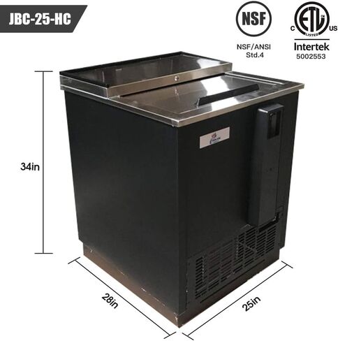 Horizontal Bottle Cooler Deep Well 25" Width NSF Certified Commercial beer bottle Refrigerator Black 33°-38°F Top-Loading in Kuwait