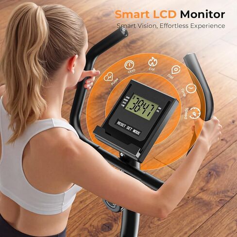 دراجة التمرين دراجات ثابتة للمنزل قابلة للتعديل في الأماكن المغلقة لركوب الدراجات دراجة مقاومة مغناطيسية للتمرين مع مقعد مريح متعدد الوظائف، شاشة LCD، 264 رطل أسود in Kuwait