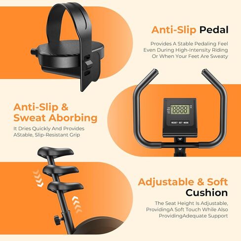 دراجة التمرين دراجات ثابتة للمنزل قابلة للتعديل في الأماكن المغلقة لركوب الدراجات دراجة مقاومة مغناطيسية للتمرين مع مقعد مريح متعدد الوظائف، شاشة LCD، 264 رطل أسود in Kuwait
