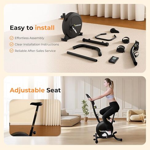دراجة التمرين دراجات ثابتة للمنزل قابلة للتعديل في الأماكن المغلقة لركوب الدراجات دراجة مقاومة مغناطيسية للتمرين مع مقعد مريح متعدد الوظائف، شاشة LCD، 264 رطل أسود in Kuwait