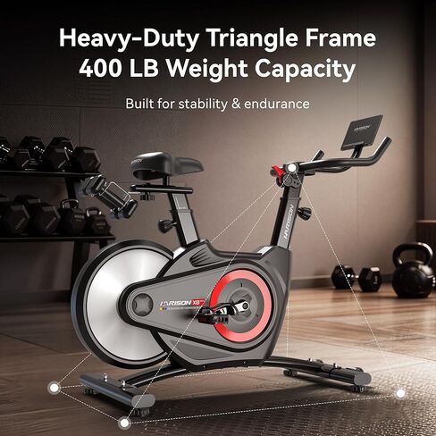دراجة تمارين هاريسون للمنزل، دراجة ثابتة مغناطيسية ذات دولاب موازنة خلفي، دراجة ركوب دراجات داخلية هادئة بسعة 400 رطل، إطار فولاذي عالي التحمل، مقعد ومقود قابلان للتعديل، حامل للأجهزة اللوحية in Kuwait