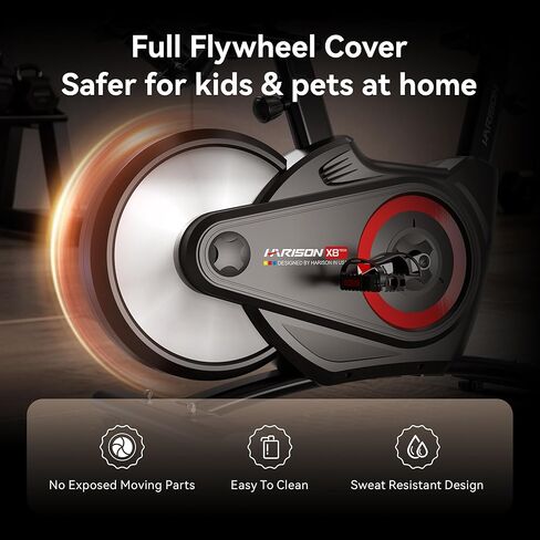 دراجة تمارين هاريسون للمنزل، دراجة ثابتة مغناطيسية ذات دولاب موازنة خلفي، دراجة ركوب دراجات داخلية هادئة بسعة 400 رطل، إطار فولاذي عالي التحمل، مقعد ومقود قابلان للتعديل، حامل للأجهزة اللوحية in Kuwait