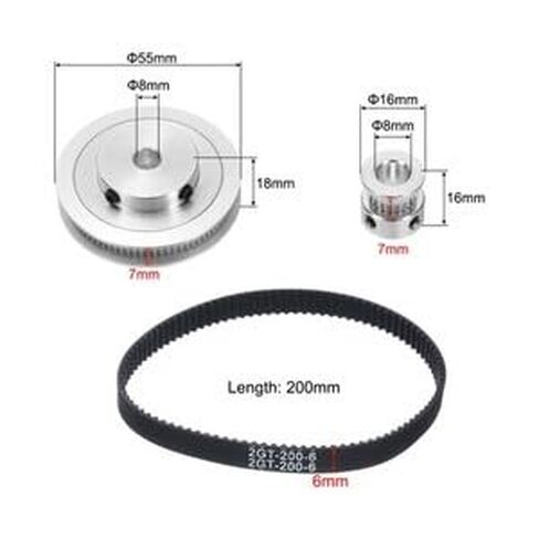 #US GT-2 SynchronWheel 20&80 Teeth 8&8mm Bore with 1Pcs Belt 200x6mm in Kuwait