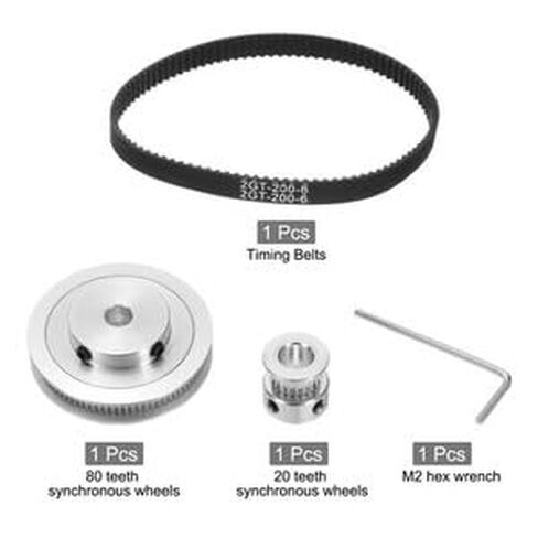 #US GT-2 SynchronWheel 20&80 Teeth 8&8mm Bore with 1Pcs Belt 200x6mm in Kuwait