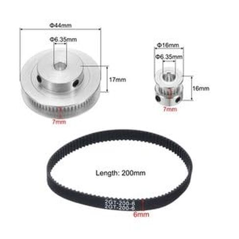 #US 2 Set GT-2 SynchronWheel 20&60 Teeth 6.35&6.35mm Bore with 2Pcs Belt 200x6mm in Kuwait