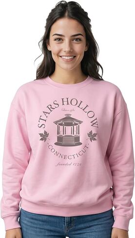 Bioworld Gilmore Girls Stars Hollow Women's Pink Crew Neck Sweatshirt in Saudi Arabia