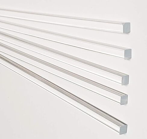 5 Pcs 1/4" x 1/4" x 18" Long Square Clear Acrylic PLEXIGLASS Plastic Rod - .25" - 6.35mm x 6.35mm in Saudi Arabia