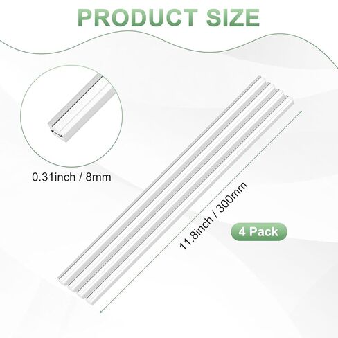 4-Pack Acrylic Square Rods, 11.81 x 0.31 Inch/ 300 x 8 mm Clear Acrylic Dowel Rods Sticks Plastic Sticks Strip for DIY Crafts Lighting Gardening Decorations in Saudi Arabia