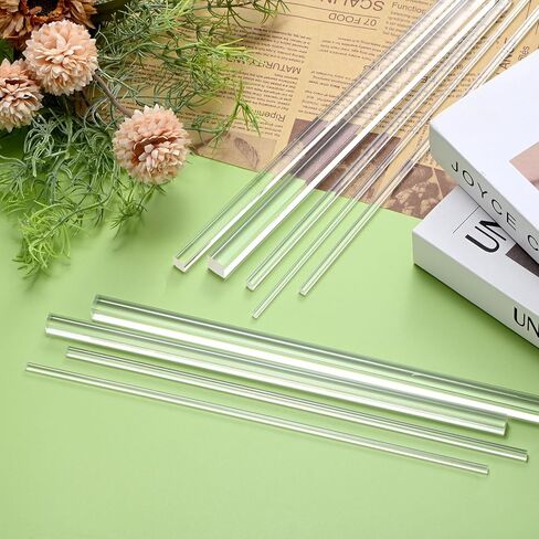 4-Pack Acrylic Square Rods, 11.81 x 0.31 Inch/ 300 x 8 mm Clear Acrylic Dowel Rods Sticks Plastic Sticks Strip for DIY Crafts Lighting Gardening Decorations in Saudi Arabia