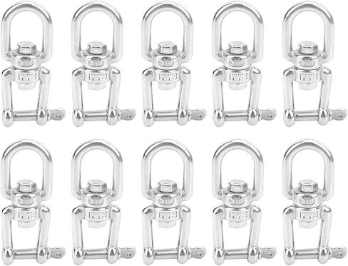 10 Pack Stainless Steel Rotating Snap Swivel Hooks Heavy Duty Double Ended Rigging Hardware for Marine Construction Wire Rope Chains 304 Stainless Steel M5 130kg Capacity in Saudi Arabia