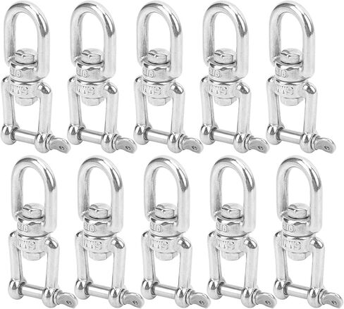 10 Pack Stainless Steel Rotating Snap Swivel Hooks Heavy Duty Double Ended Rigging Hardware for Marine Construction Wire Rope Chains 304 Stainless Steel M5 130kg Capacity in Saudi Arabia