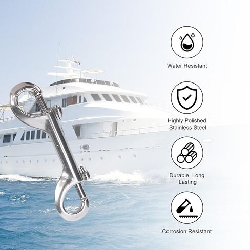 BAFOVY Stainless Steel Double Hook Snap, Heavy Duty Clasp for Ropes Chains Leashes Pets, with Thumb Lever for Easy Operation (90mm*5) in Saudi Arabia