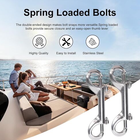 BAFOVY Stainless Steel Double Hook Snap, Heavy Duty Clasp for Ropes Chains Leashes Pets, with Thumb Lever for Easy Operation (90mm*5) in Saudi Arabia