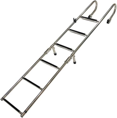 Marine City 6-Step Folding Boarding Ladder – 304 Stainless Steel, 60.2" Extended, 36.7" Stowed, with Hinged Mounts, Standoff Legs & Arched Top Rails in Saudi Arabia