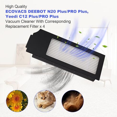 Filter Replacement for Yeedi C12 Pro Plus: Robot Vacuum Filter Fit For Yeedi C12 Pro Plus, Washable and Reusable Replacement Accessories kit Fit For Yeedi C12 Plus（4 Pack） in Kuwait
