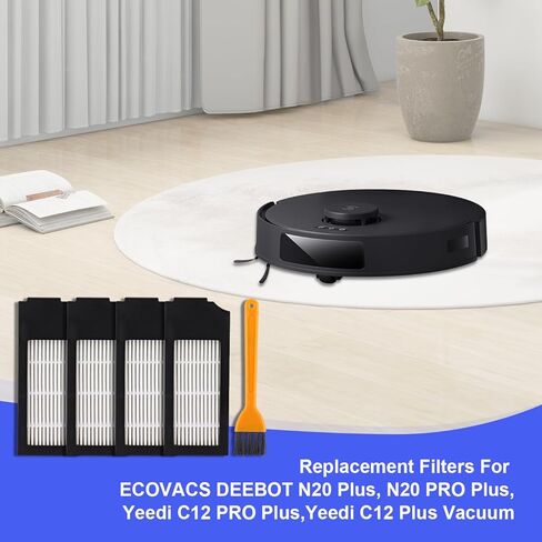 Filter Replacement for Yeedi C12 Pro Plus: Robot Vacuum Filter Fit For Yeedi C12 Pro Plus, Washable and Reusable Replacement Accessories kit Fit For Yeedi C12 Plus（4 Pack） in Kuwait