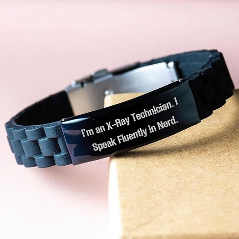 Funny X-Ray Technician Gifts for Him - Glide lock Clasp Bracelet from Men - 'I Speak Fluently In genius.' in Saudi Arabia