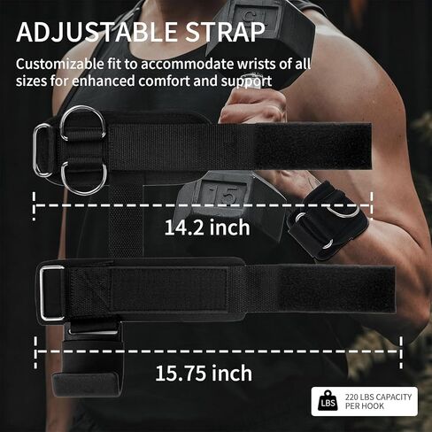 Weight Lifting Straps With Cuffed D Ring(1Pair), and Weight Lifting Hooks(1Pair) Set, Wrist Support for Men, Heavy Duty Thick Comfortable, Non-slip, Enhanced Grip, Straps for Weightlifting & Training in Kuwait