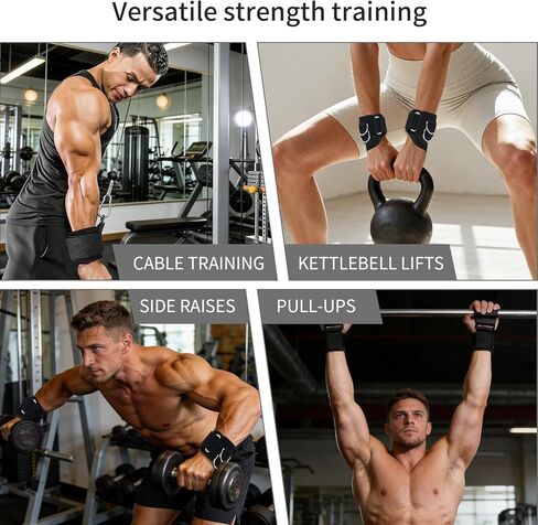 Weight Lifting Straps With Cuffed D Ring(1Pair), and Weight Lifting Hooks(1Pair) Set, Wrist Support for Men, Heavy Duty Thick Comfortable, Non-slip, Enhanced Grip, Straps for Weightlifting & Training in Kuwait
