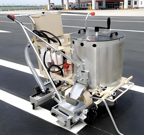 Heavy Duty Thermoplastic Road Striping Machine Hand Push Hot Melt Road Marking Machine Adjustable Line Width Line Striper with Glass Bead Dispenser for Highway Municipal Engineering Parking Lot in Saudi Arabia