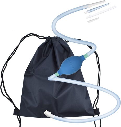 5 Foot Long Silicone Enema Bulb Kit Colon Cleansing Higginson Siphon Pump, Enema Replacement Tubing Hose Tube Nozzle Check Flow Valve Enema Syringe Anal Douche Viginal Wash Shower Attachment Men Women in Kuwait