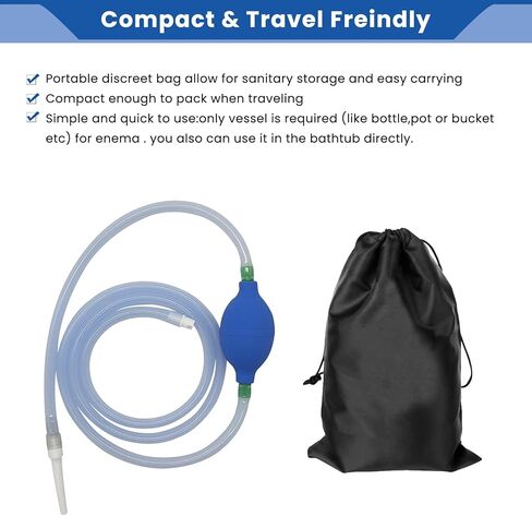 5 Foot Long Silicone Enema Bulb Kit Colon Cleansing Higginson Siphon Pump, Enema Replacement Tubing Hose Tube Nozzle Check Flow Valve Enema Syringe Anal Douche Viginal Wash Shower Attachment Men Women in Kuwait