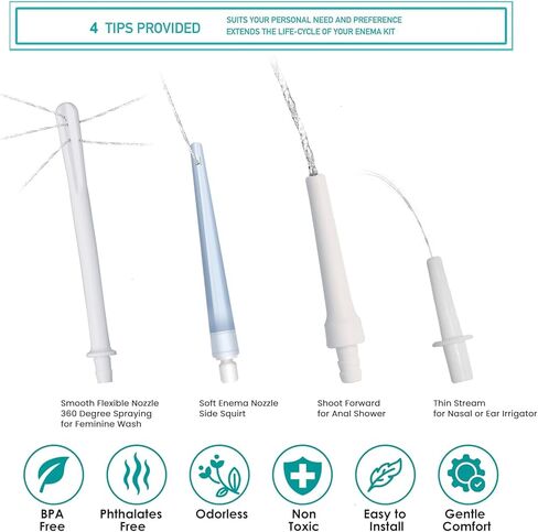 5 Foot Long Silicone Enema Bulb Kit Colon Cleansing Higginson Siphon Pump, Enema Replacement Tubing Hose Tube Nozzle Check Flow Valve Enema Syringe Anal Douche Viginal Wash Shower Attachment Men Women in Kuwait