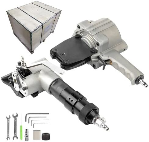 Heavy Duty 3-in-1 Pneumatic Steel Strapping Tool Set - 8500N Tensioner, Cutter & Sealer for 19/25/32mm Metal Bands, Portable Banding Solution for Factory & Commercial Packaging in Saudi Arabia