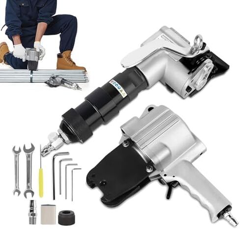 3-in-1 Pneumatic Steel Strapping Machine, Heavy Duty Metal Strapping Tool Set, Portable Tensioner Cutter Sealer for 19mm Steel Bands, Efficient Packaging Solution in Saudi Arabia