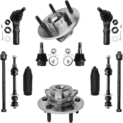 Detroit Axle - 4pc Knuckles Knuckles Kit for 06-11 Honda Civic ، 2 مفاصل التوجيه الأمامية وحمل العجلات 2 محمل العجلات الخلفية ومراكز 2006 2007 2008 2008 2010 2011 بديل in Kuwait