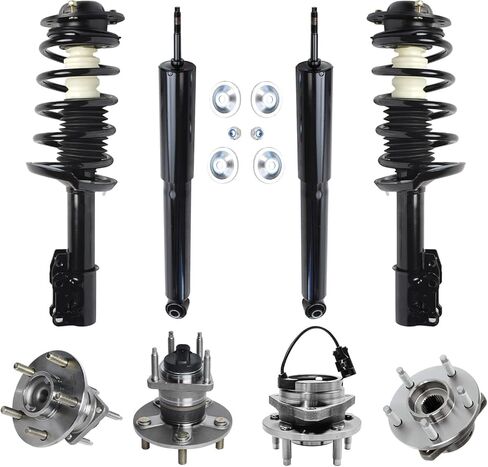 Detroit Axle - 4pc Knuckles Knuckles Kit for 06-11 Honda Civic ، 2 مفاصل التوجيه الأمامية وحمل العجلات 2 محمل العجلات الخلفية ومراكز 2006 2007 2008 2008 2010 2011 بديل in Kuwait