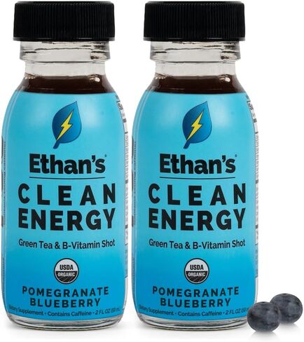 Ethan's Organic Clean Energy Shots Tart Cherry Ginger, 6 Pack of 2oz | 150mg Caffeine | Green Tea, Guayusa, Lion's Mane & Cordyceps | Sugar-Free, Vegan, Gluten-Free, USDA Organic in Saudi Arabia