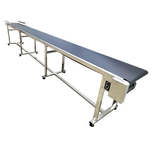 PVC Flat Conveyor Length 177inch Adjustable Speed 110V 370W Max Load Capacity 50KG Black PVC Belt Dual Guard Rail Stainless Steel Body for Warehouse Transport in Saudi Arabia