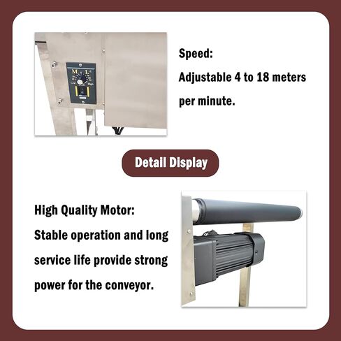 PVC Flat Conveyor Length 177inch Adjustable Speed 110V 370W Max Load Capacity 50KG Black PVC Belt Dual Guard Rail Stainless Steel Body for Warehouse Transport in Saudi Arabia