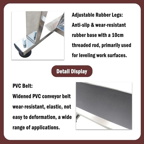 PVC Flat Conveyor Length 177inch Adjustable Speed 110V 370W Max Load Capacity 50KG Black PVC Belt Dual Guard Rail Stainless Steel Body for Warehouse Transport in Saudi Arabia