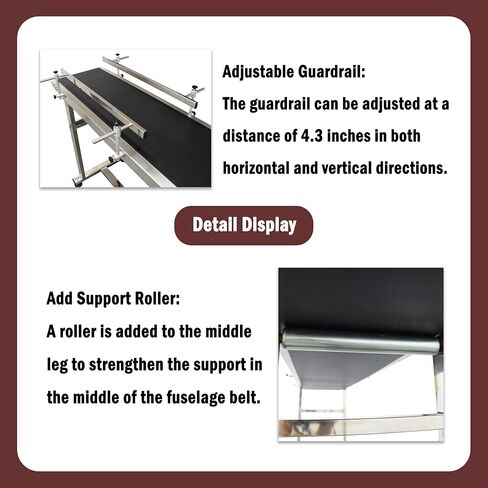 PVC Flat Conveyor Length 177inch Adjustable Speed 110V 370W Max Load Capacity 50KG Black PVC Belt Dual Guard Rail Stainless Steel Body for Warehouse Transport in Saudi Arabia