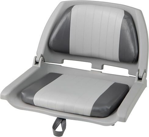 مقاعد قارب GYMAX، مقعد قارب صيد قابل للطي بظهر منخفض مع بطانة إسفنجية سميكة، جلد PVC مقاوم للماء، برغي من الفولاذ المقاوم للصدأ، كراسي كابتن قابلة للطي لليخوت العائمة (عبوة واحدة، رمادي فاتح) in Saudi Arabia
