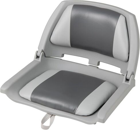 GYMAX Boat Seats, Folding Low Back Fishing Boat Seat w/Thickened Sponge Padding, Waterproof PVC Leather, Stainless Steel Screw, Fold-Down Captain Chairs for Pontoon Yachts (1 Pack,Light Grey) in Saudi Arabia
