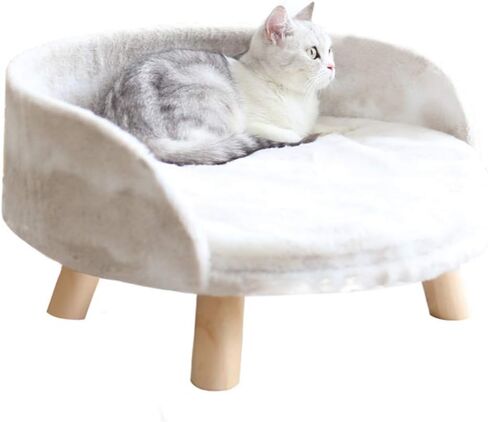 Elevated Cat Beds Cat Hammock Cat Blanket Soft Plush Bed Wooden Detachable Frame Square Hanging Cat Sofa Pet Furniture Washable for Rabbit Cat Kitten Puppy Indoor/Outdoor in Saudi Arabia