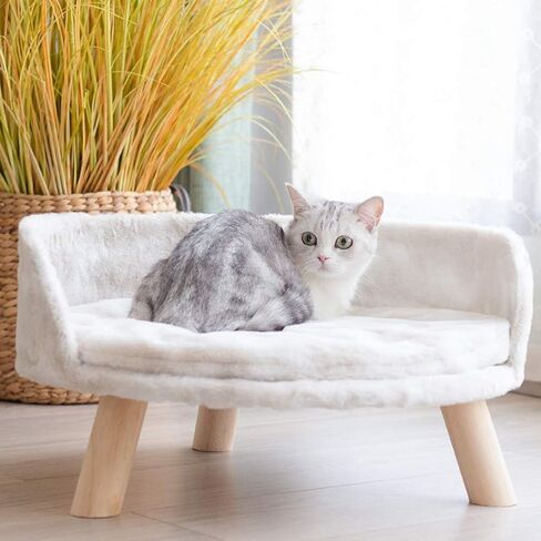 Elevated Cat Beds Cat Hammock Cat Blanket Soft Plush Bed Wooden Detachable Frame Square Hanging Cat Sofa Pet Furniture Washable for Rabbit Cat Kitten Puppy Indoor/Outdoor in Saudi Arabia