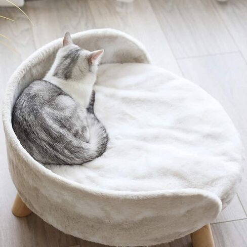 Elevated Cat Beds Cat Hammock Cat Blanket Soft Plush Bed Wooden Detachable Frame Square Hanging Cat Sofa Pet Furniture Washable for Rabbit Cat Kitten Puppy Indoor/Outdoor in Saudi Arabia
