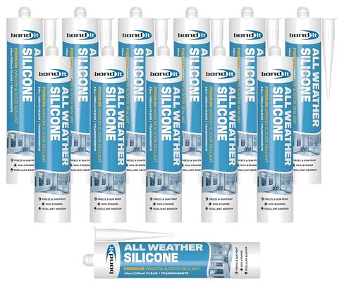 سيليكون Bond It All Weather، مانع تسرب ممتاز للنوافذ والأبواب، مانع تسرب سيليكون مقاوم للماء، مرن بشكل دائم، رائحة منخفضة، علاج محايد، استخدام داخلي وخارجي، 10 أونصة، أبيض in Kuwait