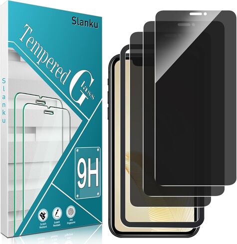 SLANKU [3 حزمة شاشة شاشة الخصوصية ل iPhone 11 Pro ، 10 ، XS ، X Film Glass Movie ، مضاد للتجسس ، تغطية كاملة ، ودية للحالة in Kuwait