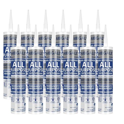 مانع تسرب سيليكون شفاف، سدادة سيليكون مقاومة للماء بنسبة 100% لجميع الأغراض، أداة سد لاصقة للنوافذ الداخلية والخارجية، حوض السمك، مانع تسرب تلقائي للحمام، خرطوشة 10.1 أونصة، عبوة واحدة (1) in Kuwait